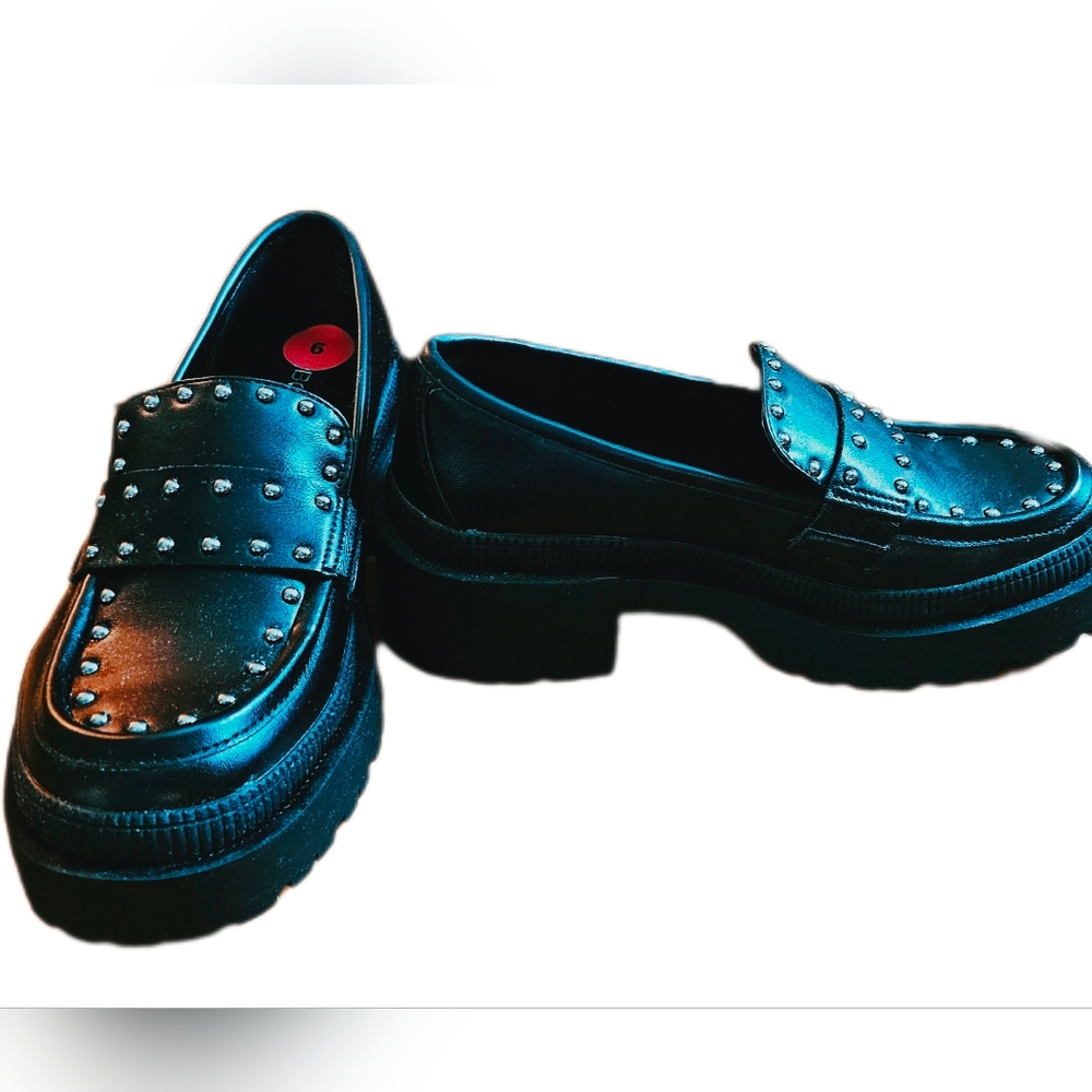 BCBG black chunky loafers 6